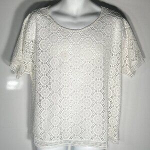 Chico's SZXL Ivory Lace Blouse Dressy  Fairy Romantic Feminine Boho Boho Wedding